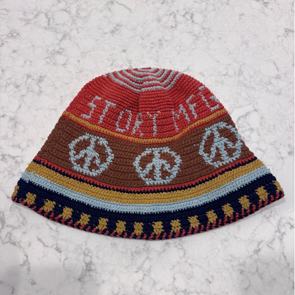Story mfg. Brew Hat Crochet Organic Cotton Peace Bucket Hat Multicolor OS